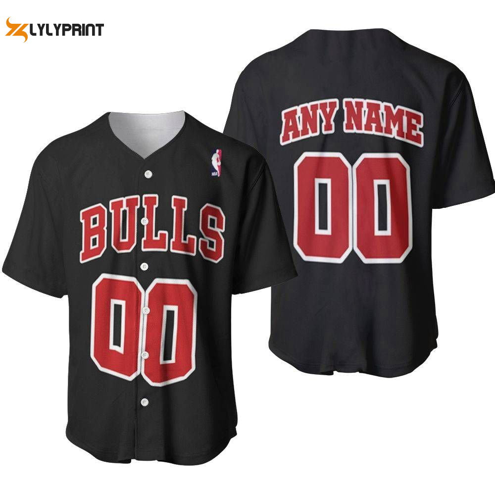 Chicago Bulls Basketball Team Throwback Black Baseball Jersey Gifts for Fans - lylyprint.com baseball jersey product view 1