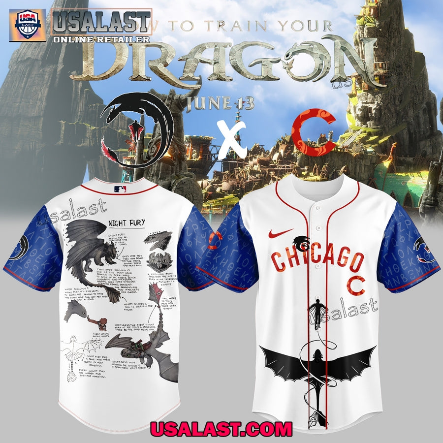 Chicago Cubs How to Train Your Dragon Baseball Jersey baseball jersey product view 1