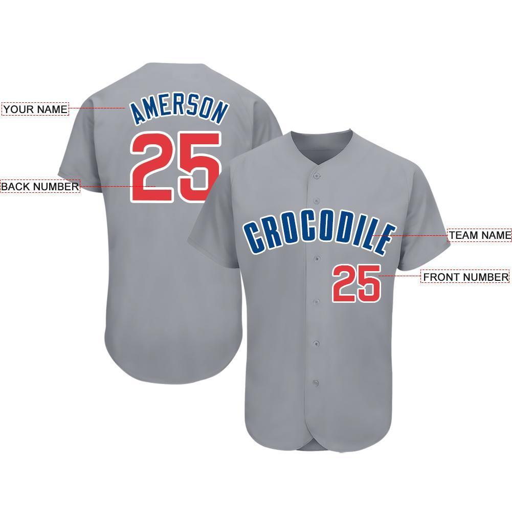 Custom Gray Red-Royal Baseball Jersey baseball jersey product view 4