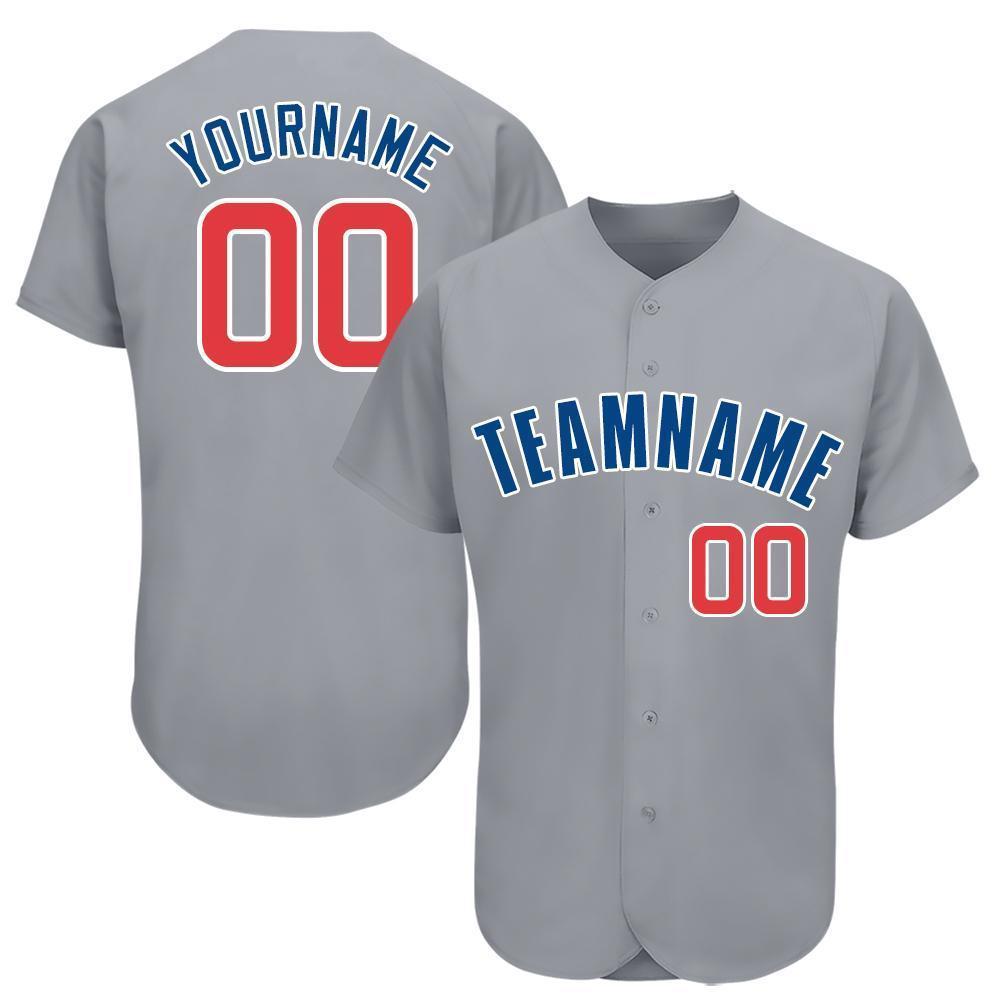 Custom Gray Red-Royal Baseball Jersey baseball jersey product view 1