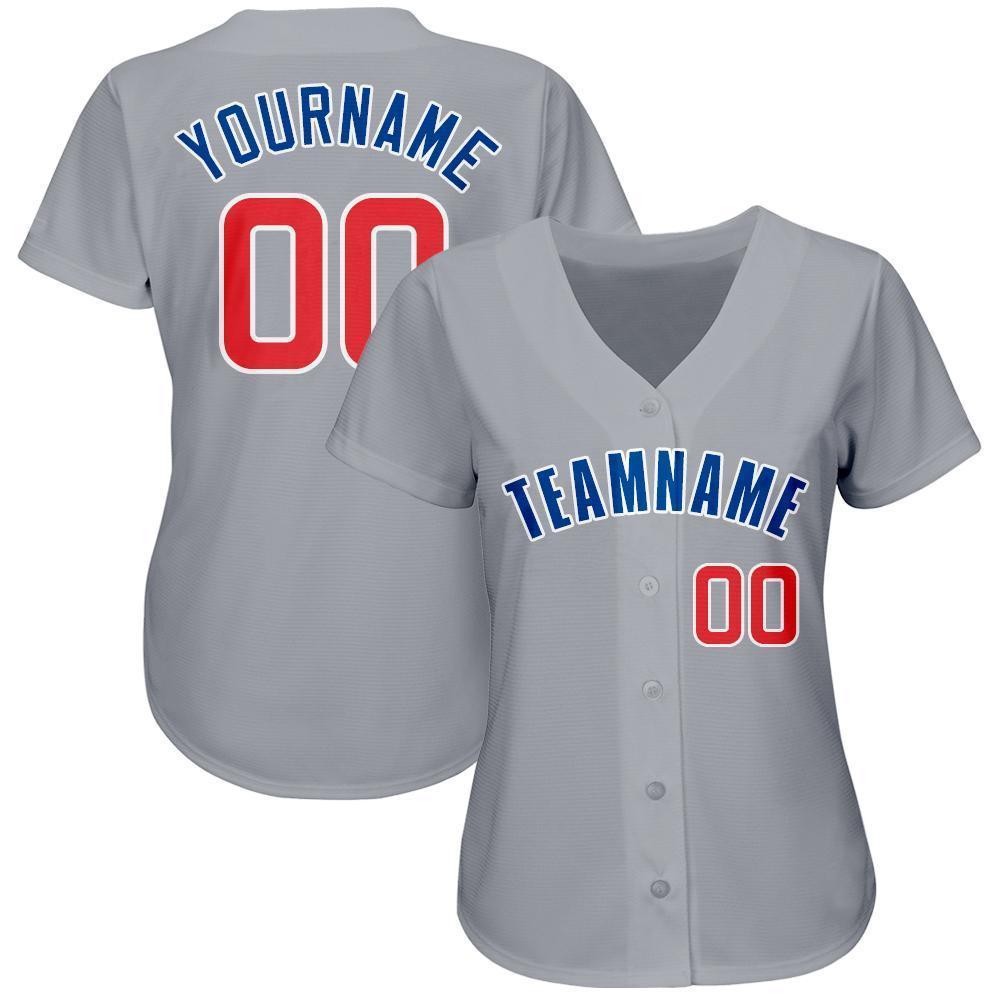 Custom Gray Red-Royal Baseball Jersey baseball jersey product view 3