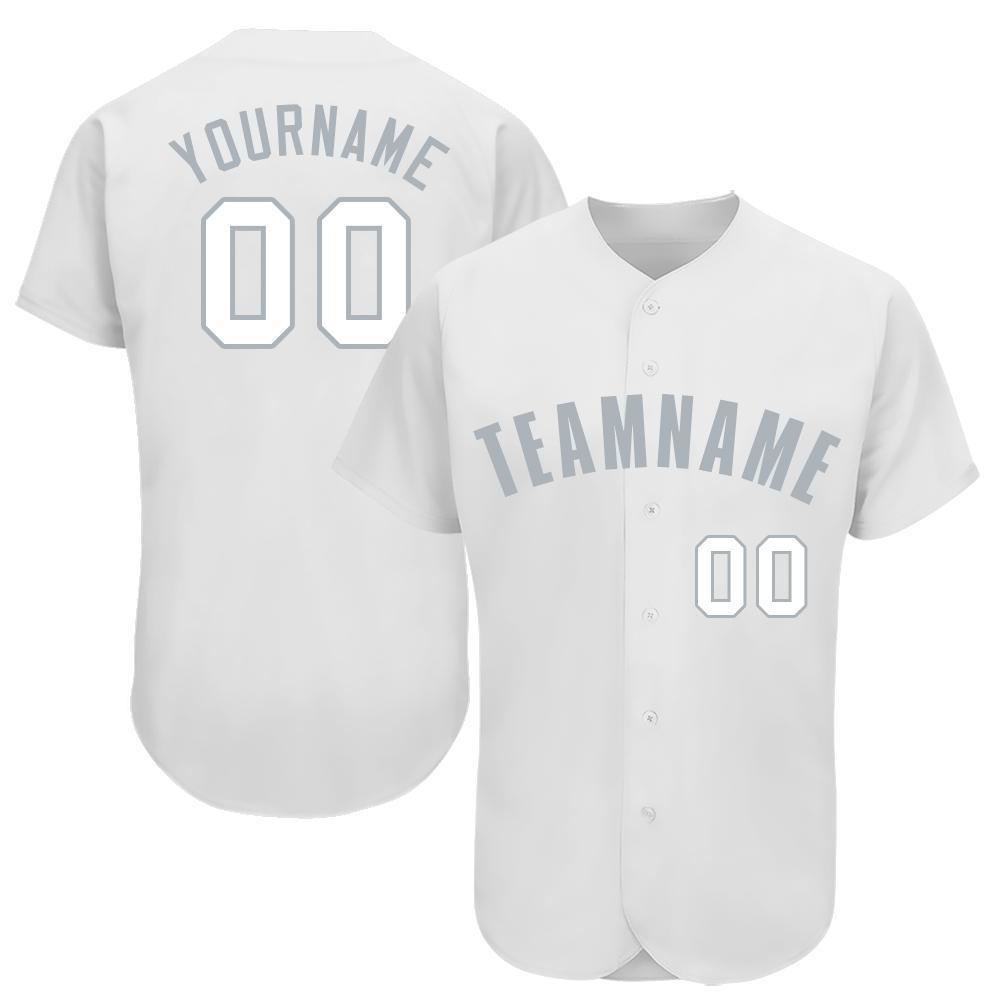Custom White Gray Baseball Jersey baseball jersey product view 1