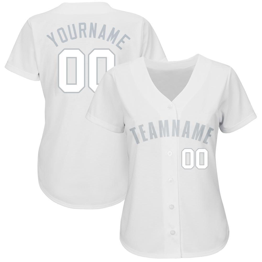 Custom White Gray Baseball Jersey baseball jersey product view 2