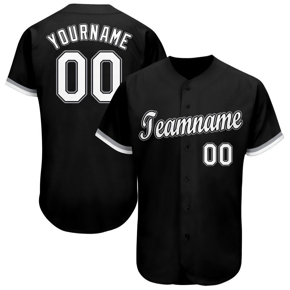Custom Black White-Gray Baseball Jersey baseball jersey product view 1