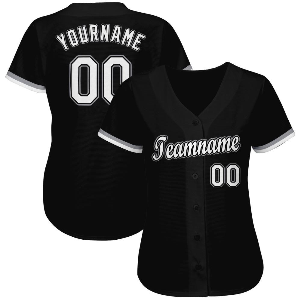 Custom Black White-Gray Baseball Jersey baseball jersey product view 3