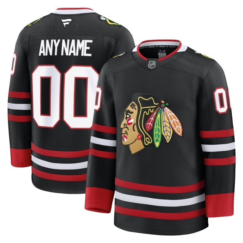 chicago blackhawks fanatics alternate custom premium jersey - black_conew1 Hockey Jersey hockey jersey product view 1