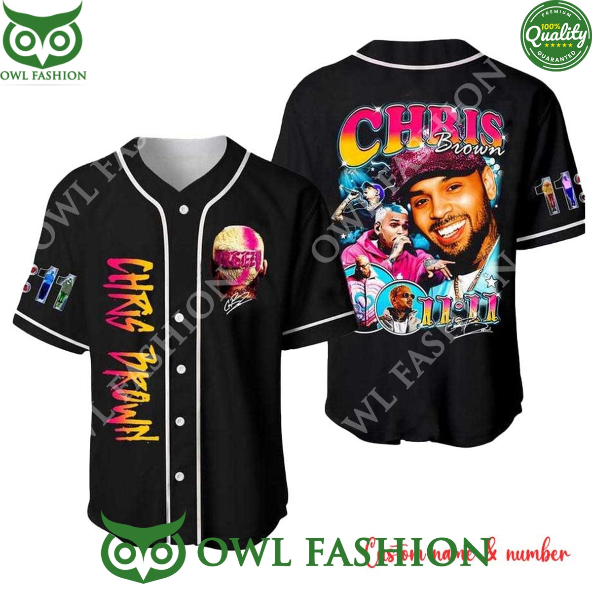 Chris Brown 1111 Tour 2024 Music Baseball Jersey Custom Name And Number baseball jersey product view 2