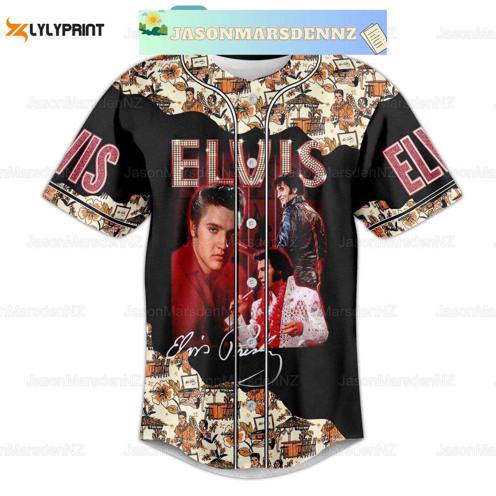 Christmas Evis Presley Baseball Jersey Shirt, Elvis Presley Jersey Shirt - lylyprint.com baseball jersey product view 2