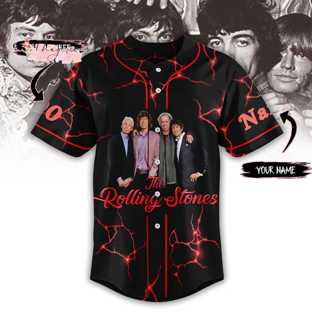 Christmas Stones Script Tongue Baseball Jersey Shirt, Rock And Roll Baseball Jersey, Rolling Jersey Shirt, Music Lover Baseball Shirt - Aopprinter baseball jersey product view 2