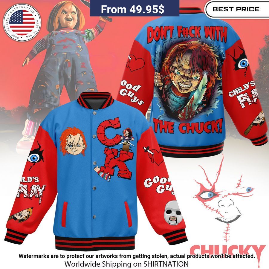 Chucky Don't Fuck With The Chuck Baseball Jacket baseball jersey product view 1
