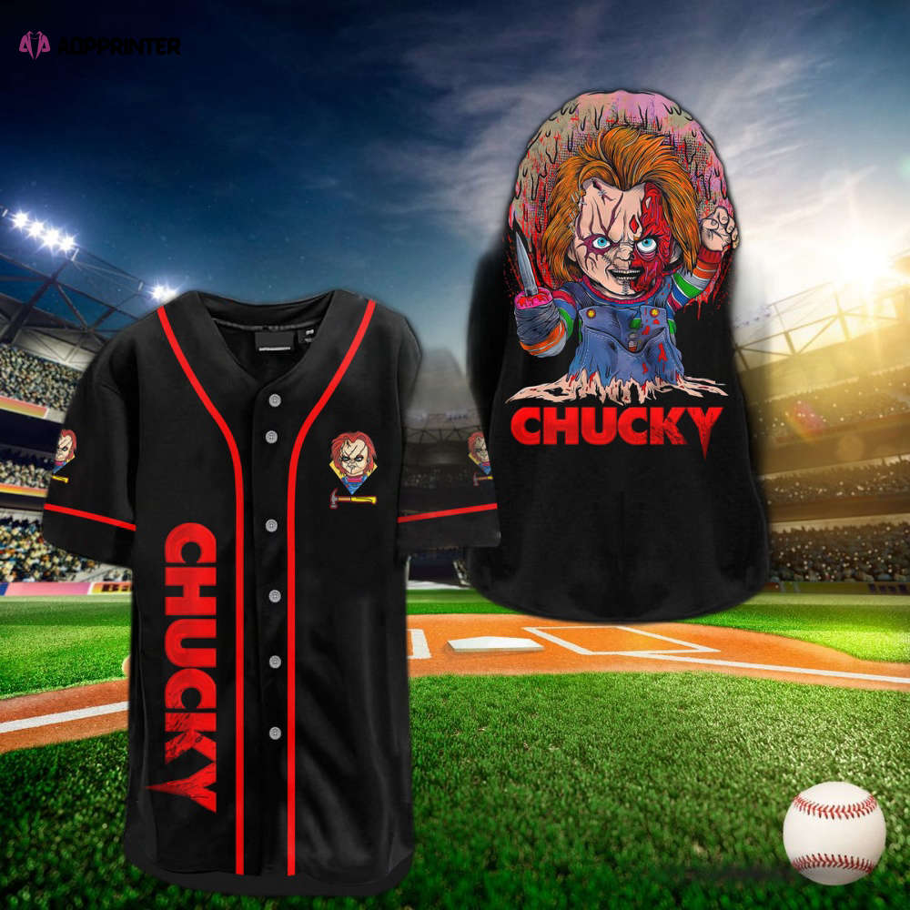 Chucky Horror Character Baseball Jersey – Limited Edition: Spook Up Your Style baseball jersey product view 1