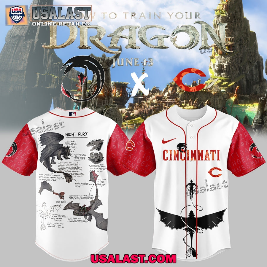 Cincinnati Reds How to Train Your Dragon Baseball Jersey baseball jersey product view 1