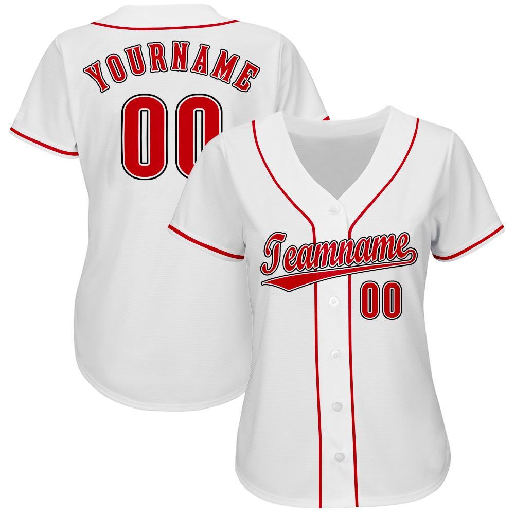 Custom White Red-Black Baseball Jersey baseball jersey product view 3
