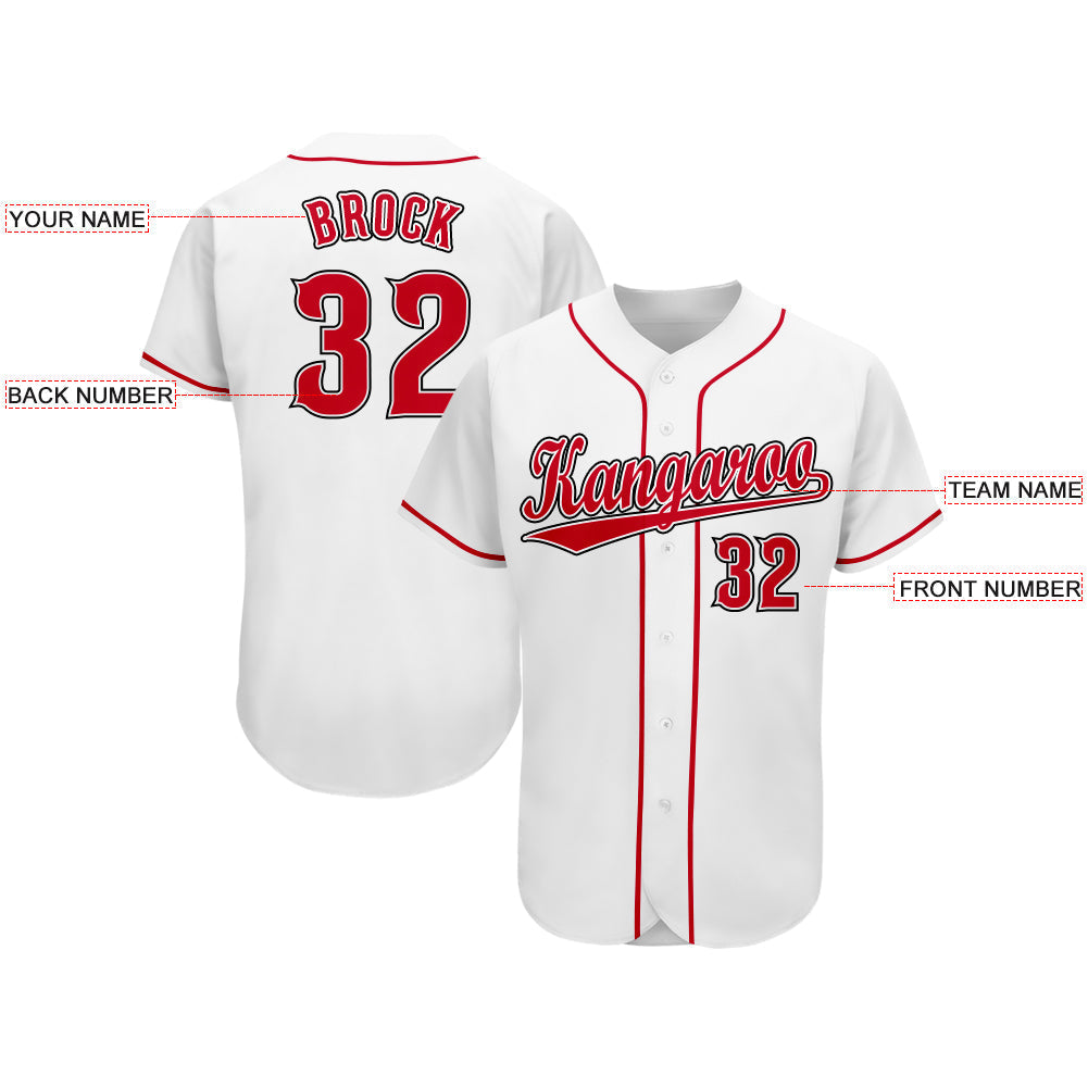Custom White Red-Black Baseball Jersey baseball jersey product view 4