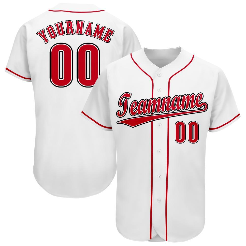 Custom White Red-Black Baseball Jersey baseball jersey product view 1