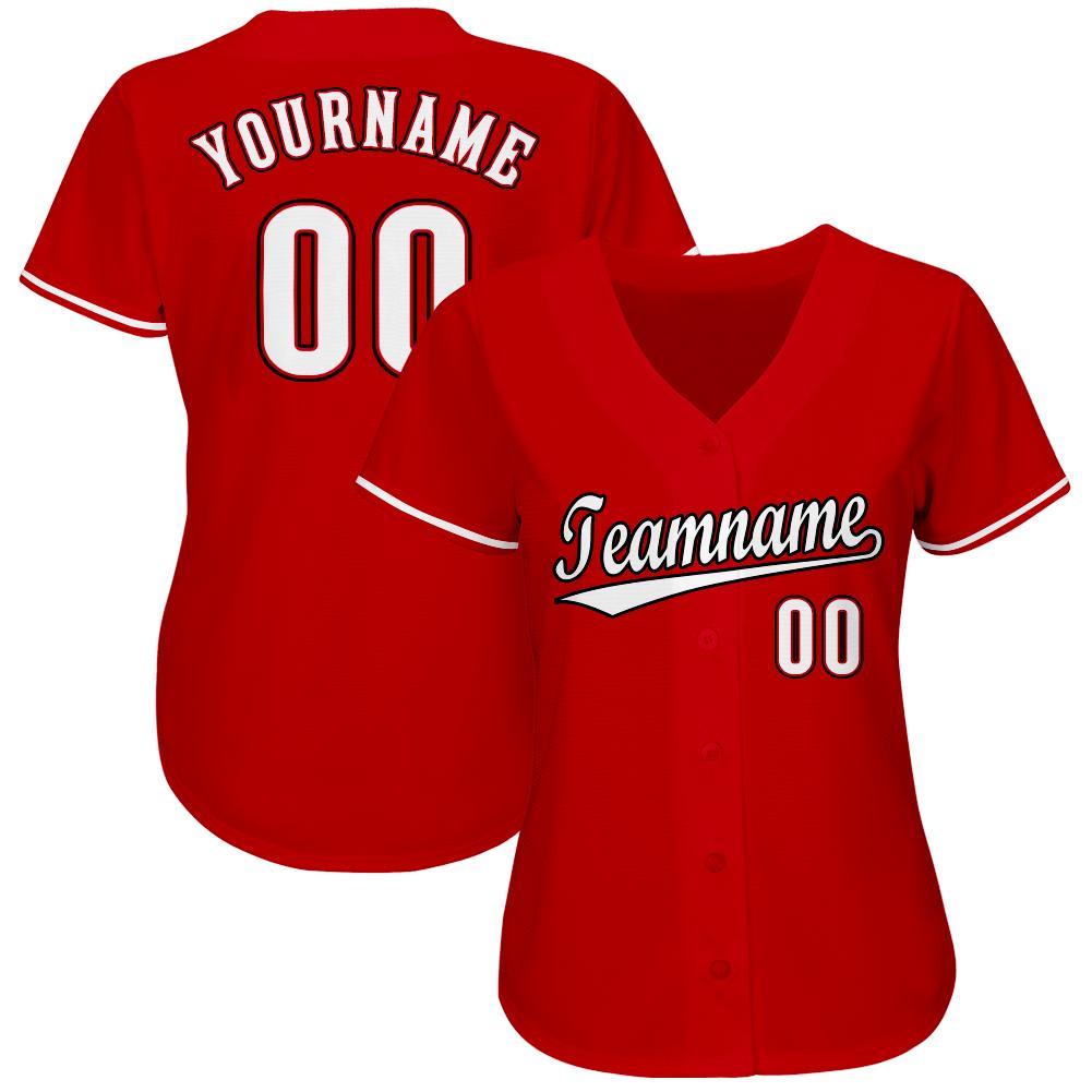 Custom Red White-Black Baseball Jersey baseball jersey product view 3