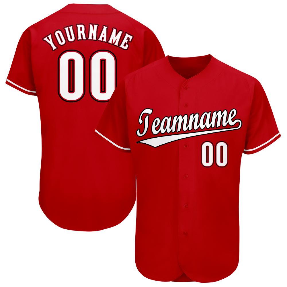 Custom Red White-Black Baseball Jersey baseball jersey product view 1