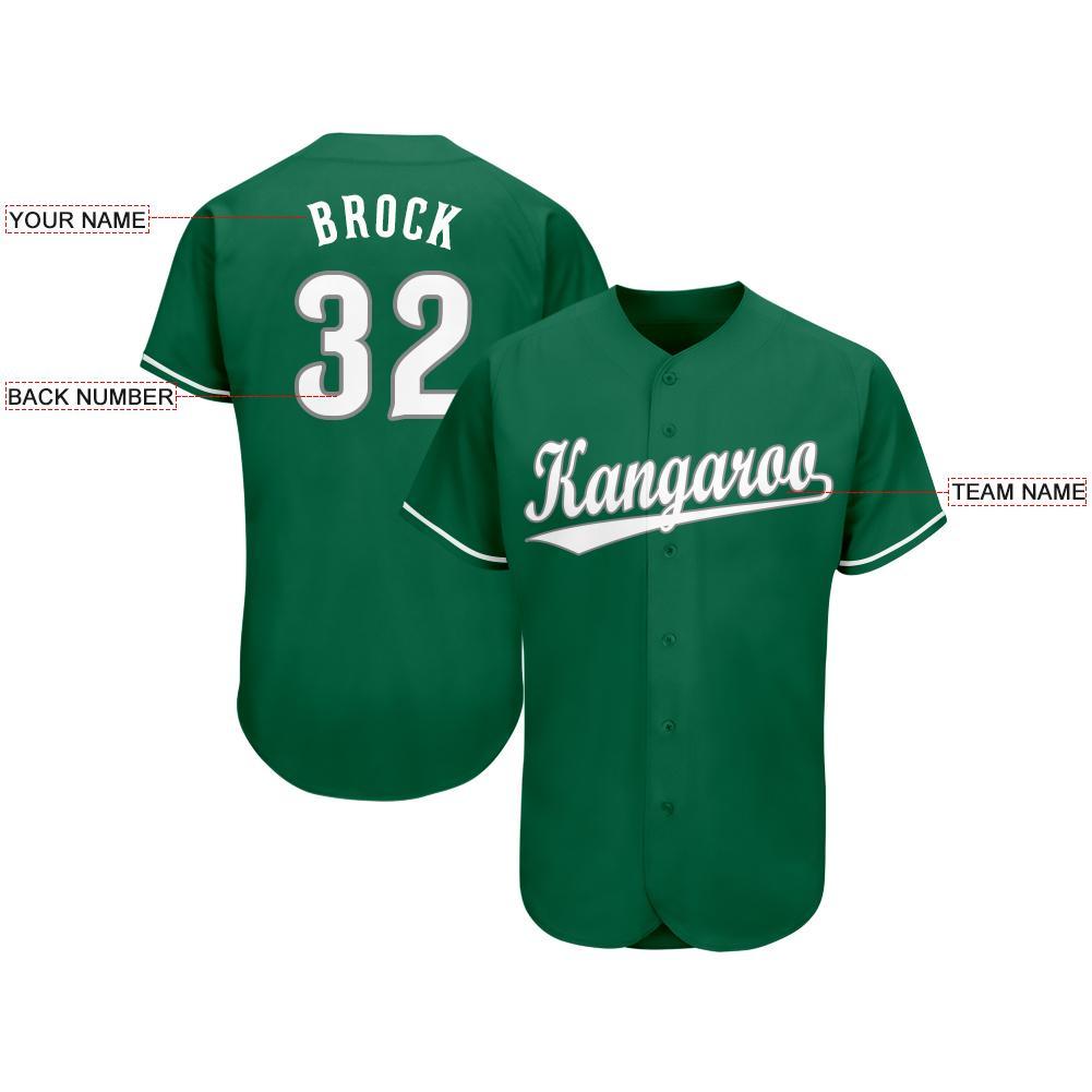 Custom Kelly Green White-Gray Baseball Jersey baseball jersey product view 3
