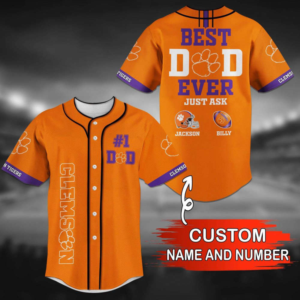 Clemson Tigers Personalized Baseball Jersey - lylyprint.com baseball jersey product view 2