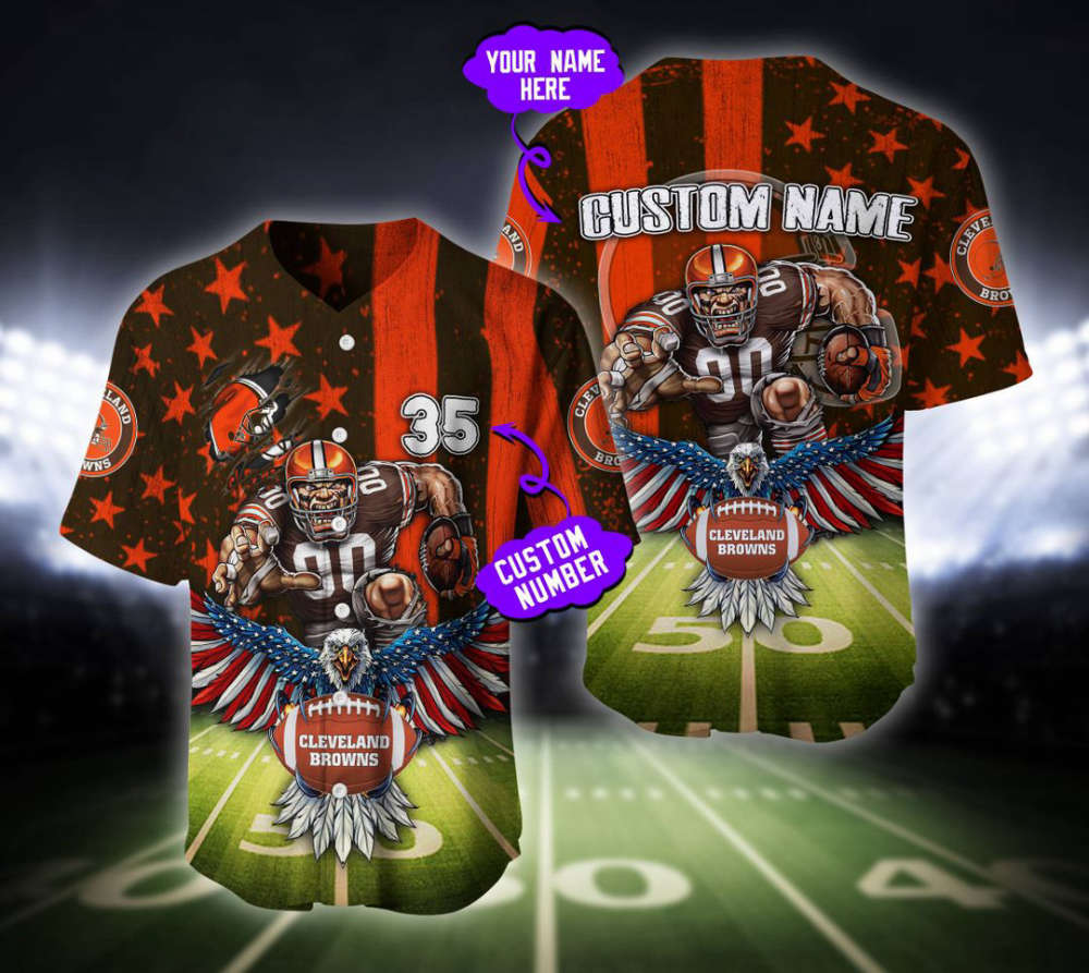 Cleveland Browns Baseball Jersey Custom Name And Number Fan Gifts - lylyprint.com baseball jersey product view 2