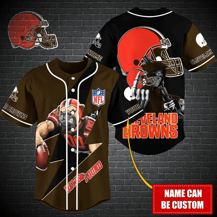 Cleveland Browns Personalized Baseball Jersey Gift for Men Dad - lylyprint.com baseball jersey product view 2