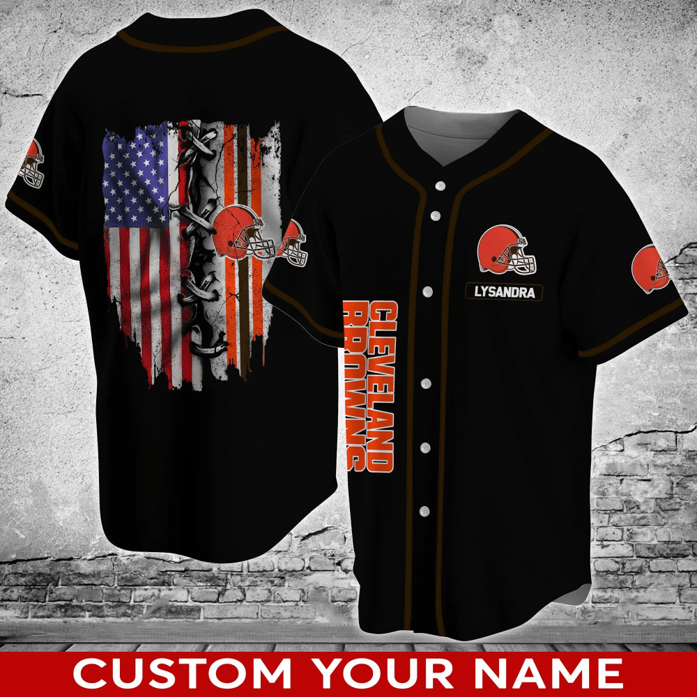 Cleveland Browns Personalized Baseball Jersey Shirt FVJ - Aopprinter baseball jersey product view 2