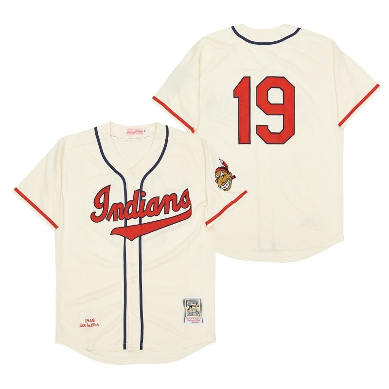 cleveland indians #19 bob feller Style 3 Baseball Jersey baseball jersey product view 1