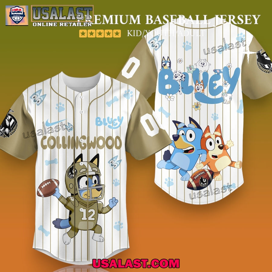 Colling Wood FC x Bluey Custom Baseball Jersey baseball jersey product view 1