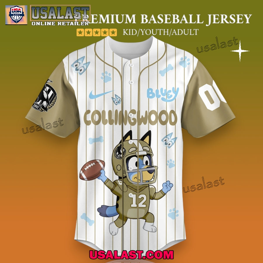 Colling Wood FC x Bluey Custom Baseball Jersey baseball jersey product view 2