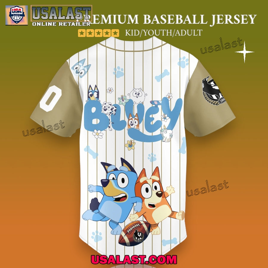 Colling Wood FC x Bluey Custom Baseball Jersey baseball jersey product view 3