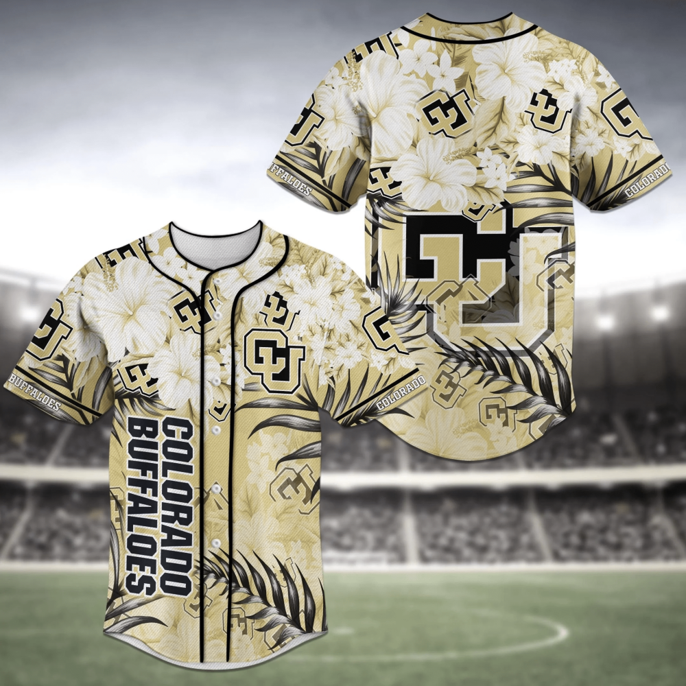 Colorado Buffaloes NCAA Baseball Jersey Shirt with Flower Design FVJ - Aopprinter baseball jersey product view 2