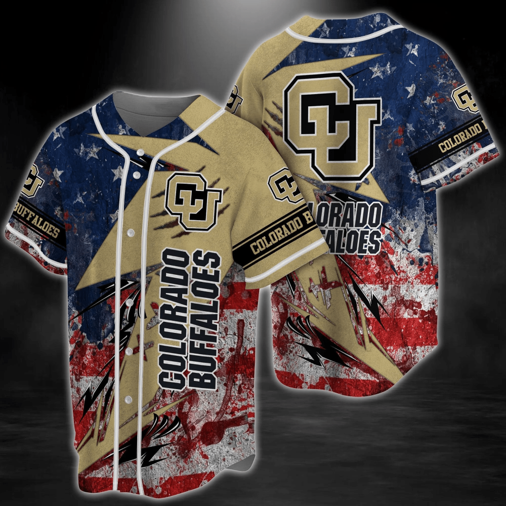 Colorado Buffaloes NCAA US Flag Baseball Jersey Shirt FVJ - Aopprinter baseball jersey product view 2
