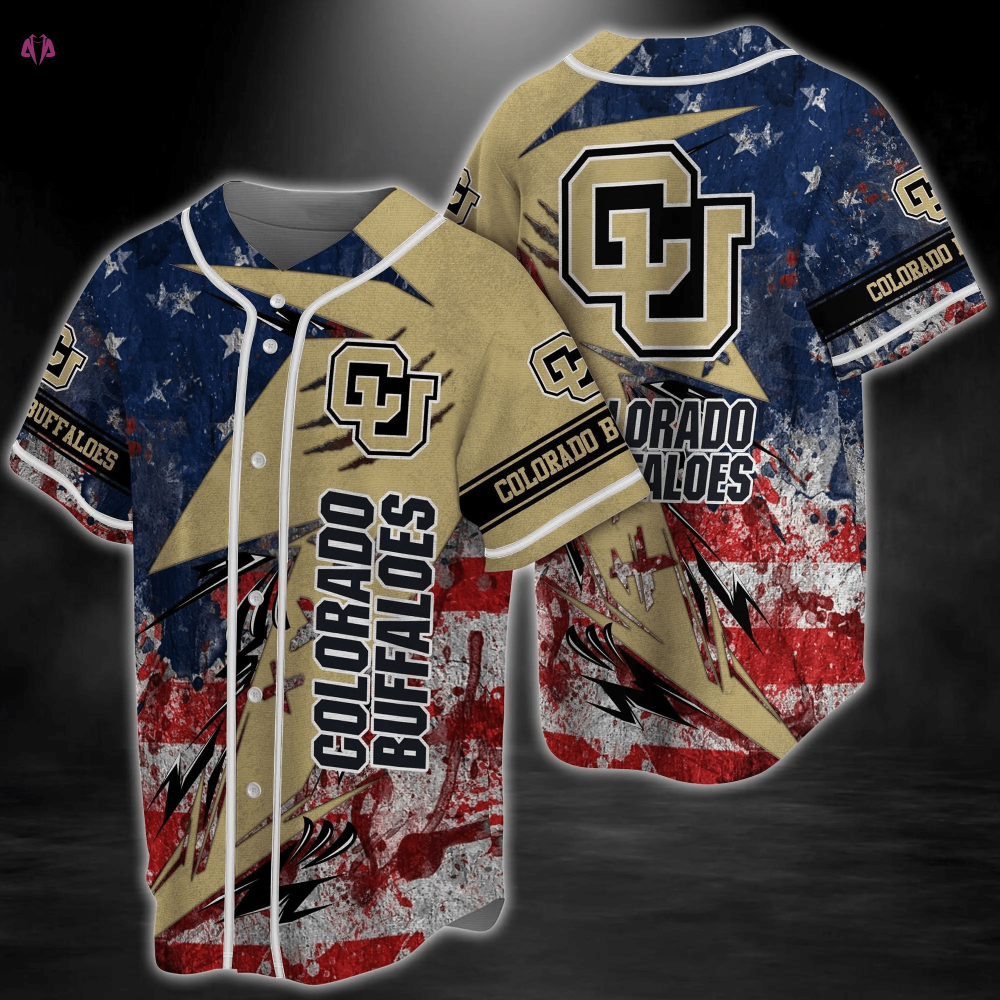 Colorado Buffaloes NCAA US Flag Baseball Jersey Shirt FVJ - Aopprinter baseball jersey product view 1