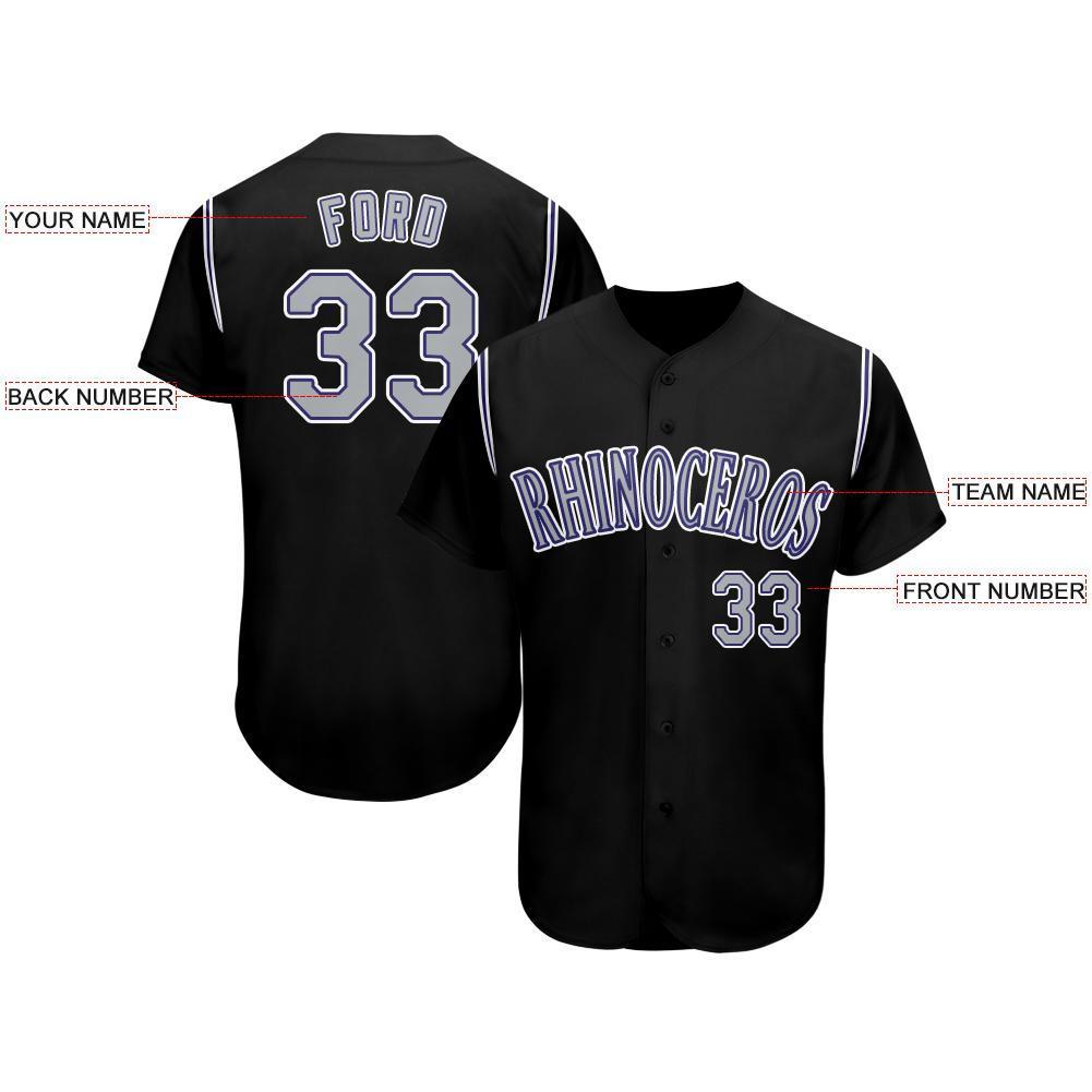 Custom Black Gray-Purple Baseball Jersey baseball jersey product view 3