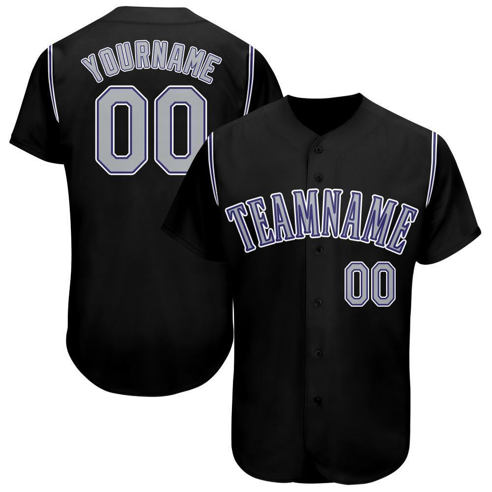 Custom Black Gray-Purple Baseball Jersey baseball jersey product view 1