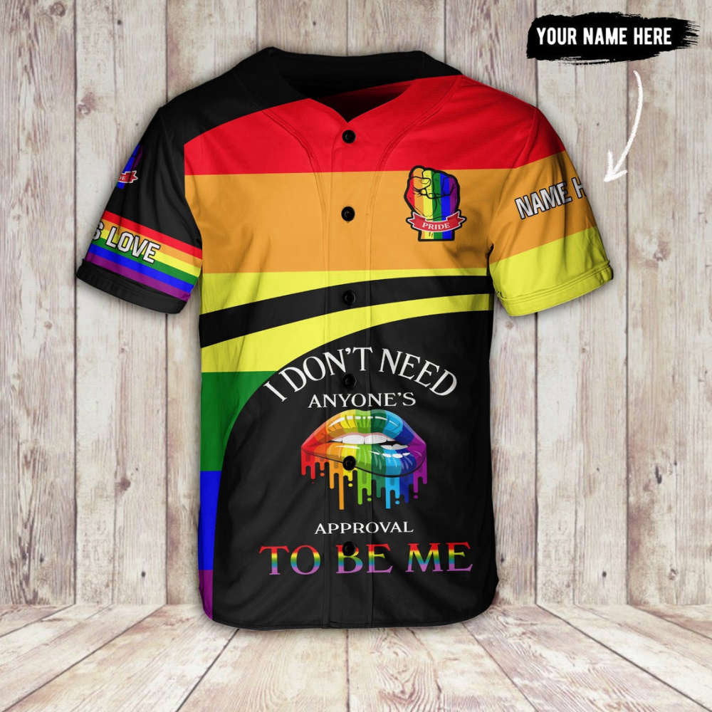 Colorful Custom Name LGBT Baseball Jersey Adult Unisex S-5XL Full Size - Aopprinter baseball jersey product view 2
