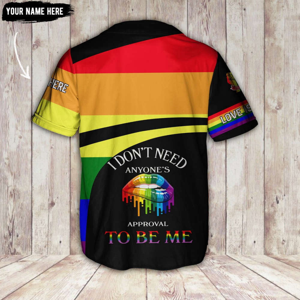 Colorful Custom Name LGBT Baseball Jersey Adult Unisex S-5XL Full Size baseball jersey product view 3