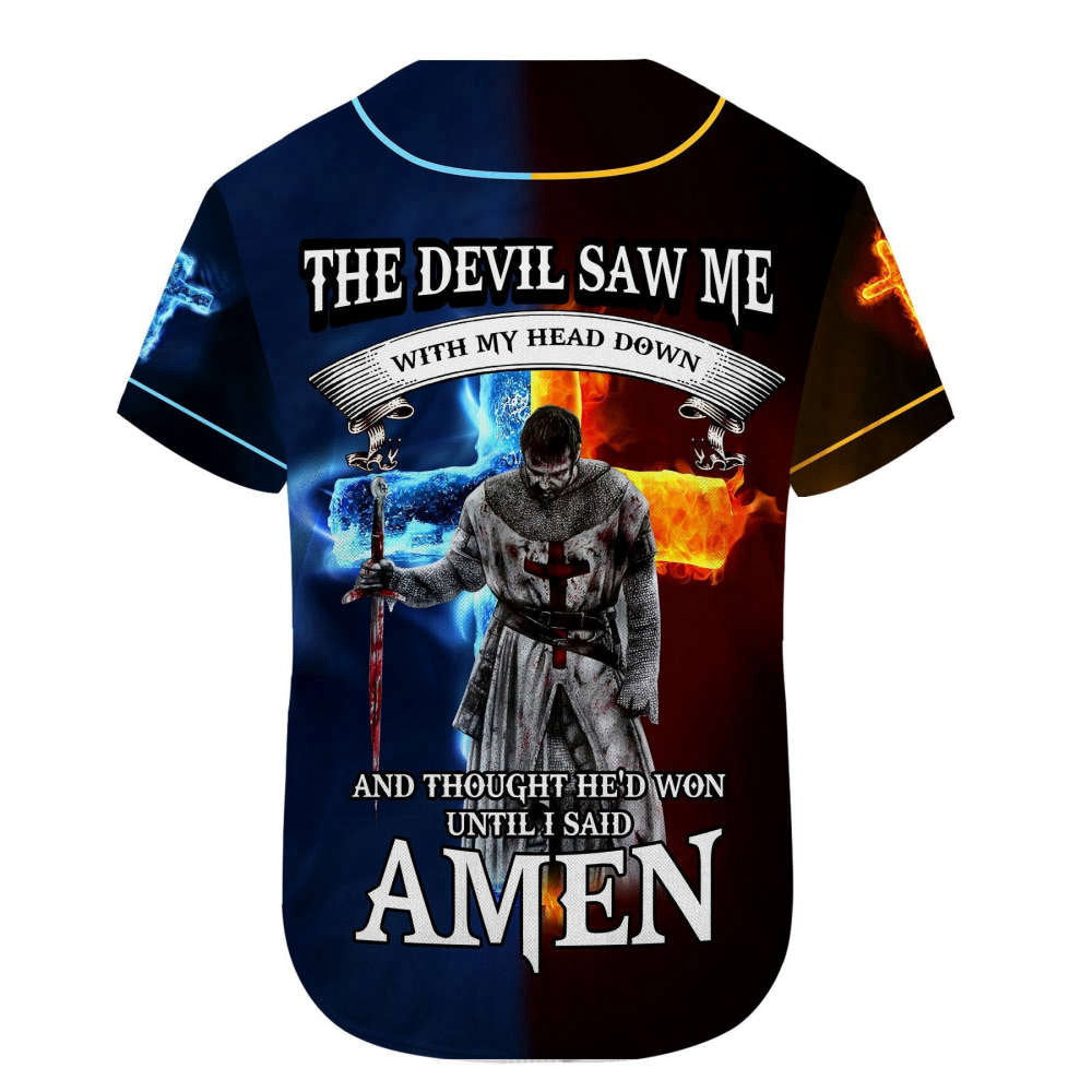 Colorful Jesus Amen Christian Baseball Jersey Custom Name Full Size S-5XL - Aopprinter baseball jersey product view 3