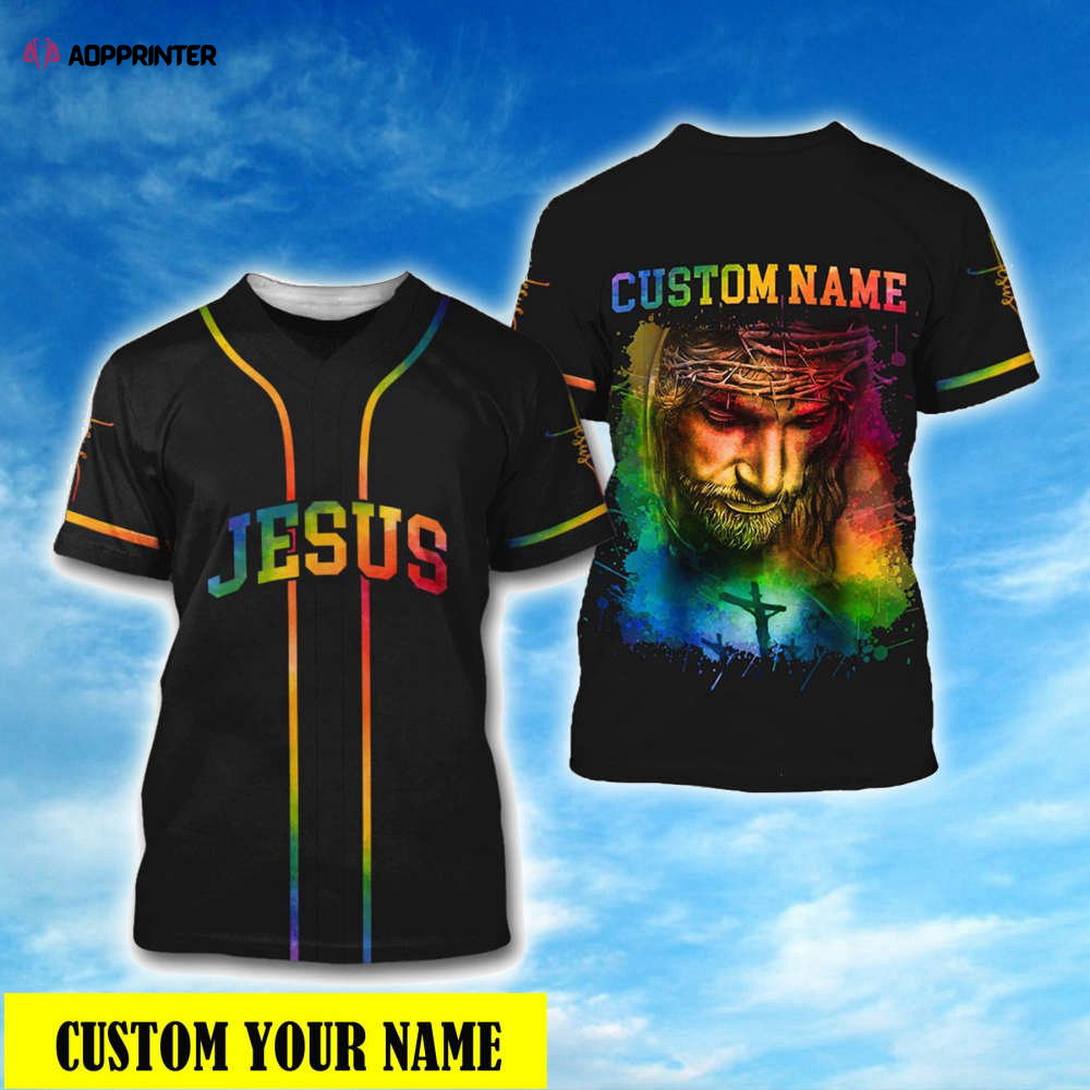 Colorful Jesus Baseball Jersey Custom Name Adult Unisex S-5XL Sizes baseball jersey product view 1