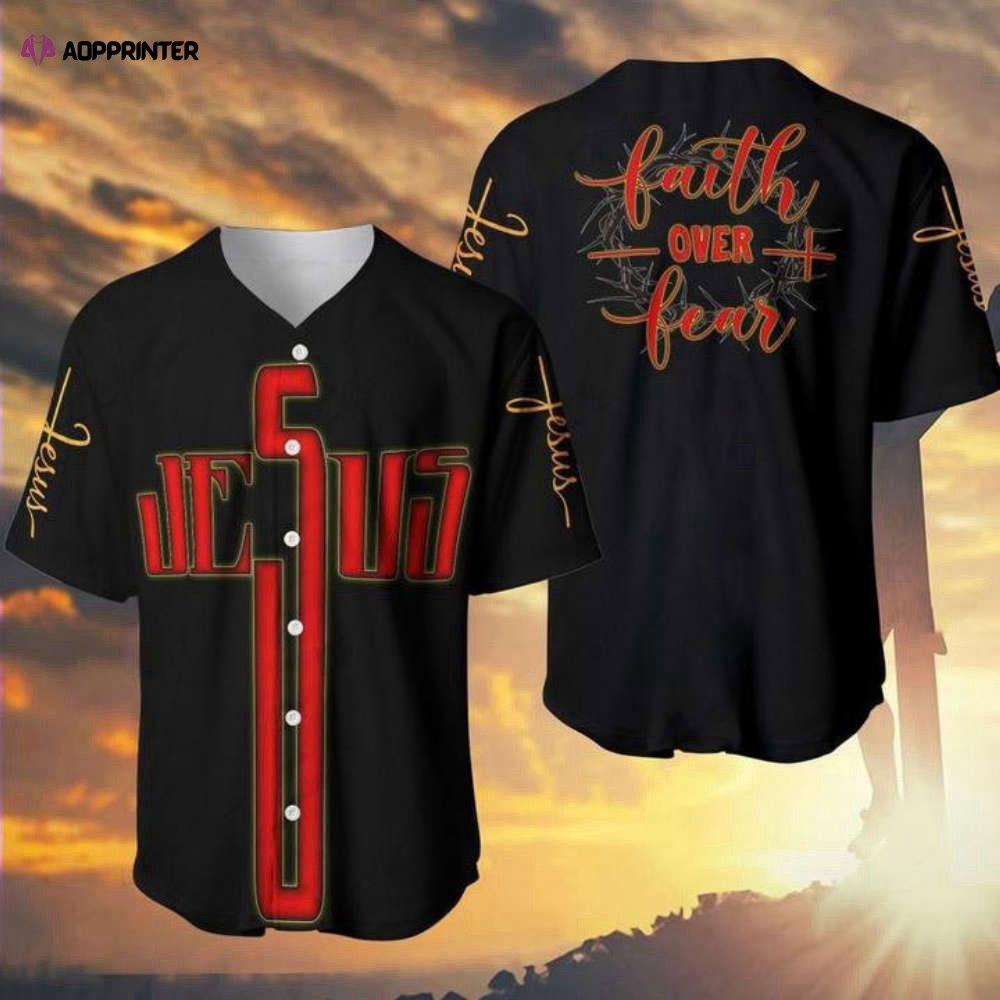 Colorful Jesus Cross Letters Baseball Jersey Adult Unisex Full Size S - 5XL - Aopprinter baseball jersey product view 1