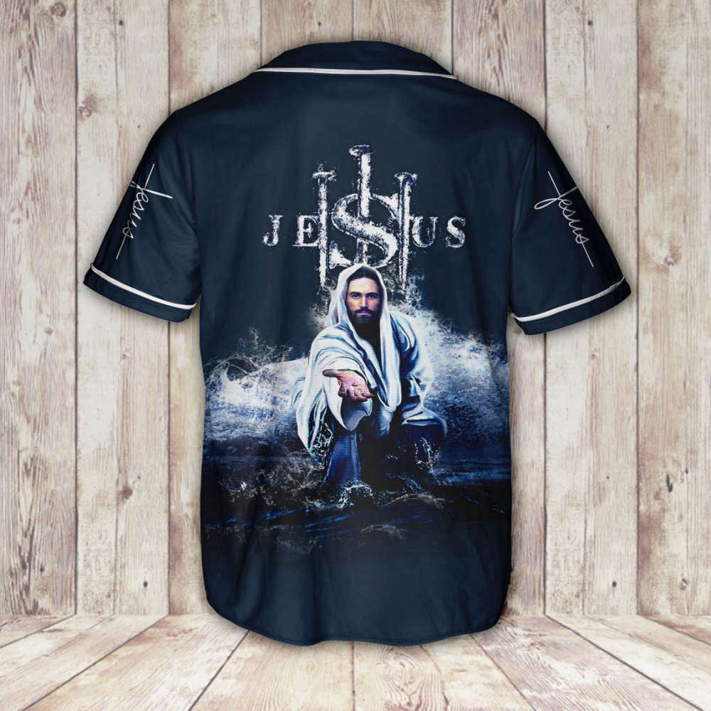 Colorful Jesus Hand Storm Baseball Jersey Adult Unisex S-5XL Full Size baseball jersey product view 3