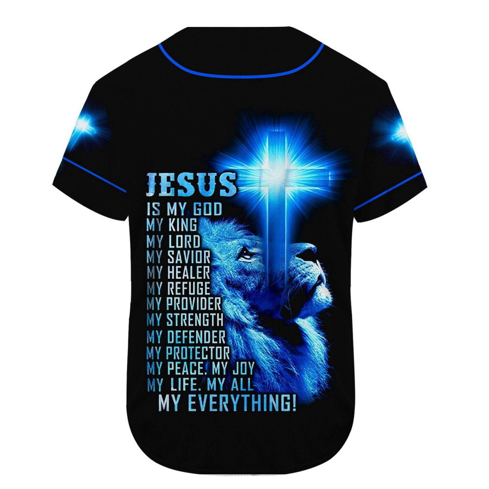 Colorful Jesus Is My Savior Baseball Jersey Adult Unisex S-5XL Full Size - Aopprinter baseball jersey product view 3