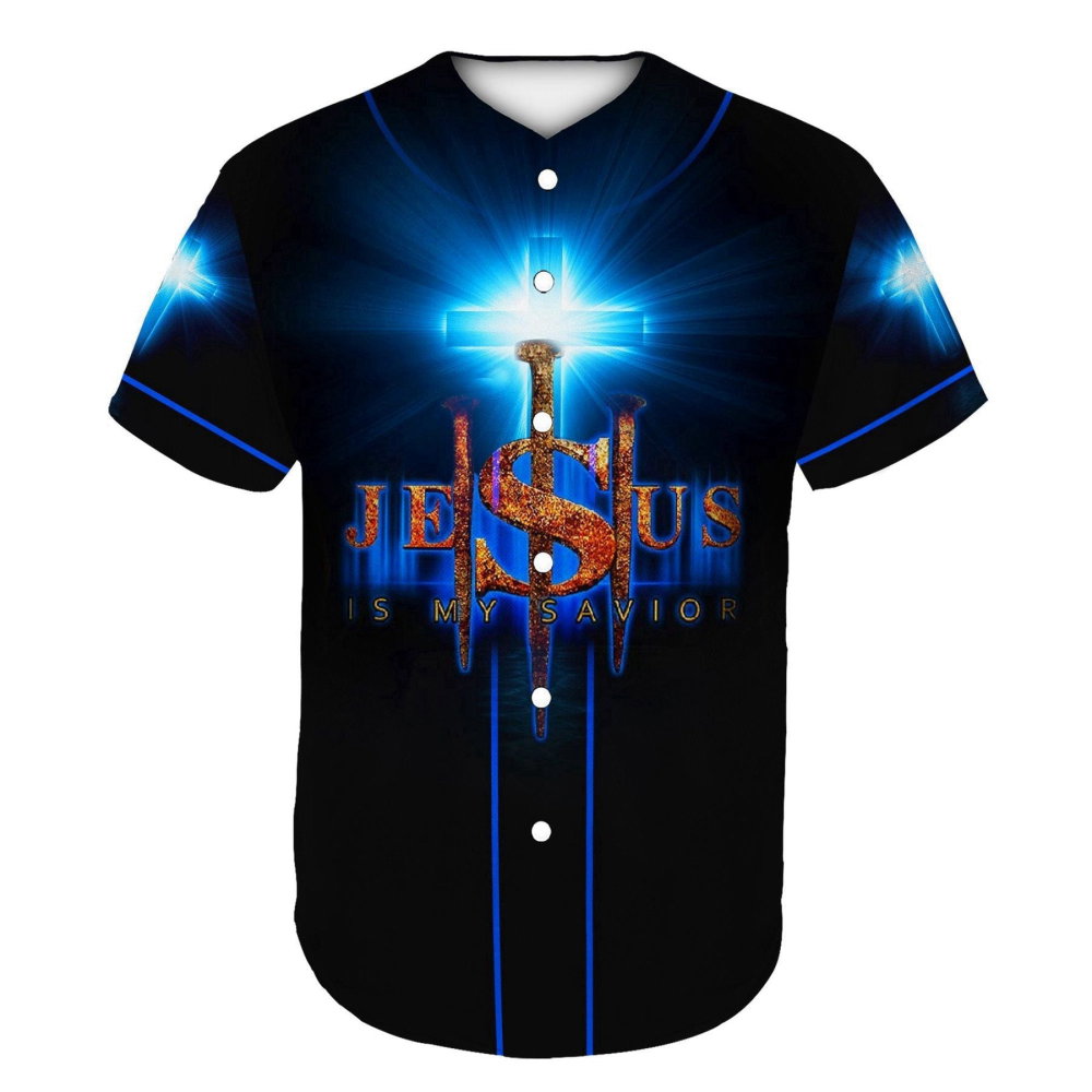 Colorful Jesus Is My Savior Baseball Jersey Adult Unisex S-5XL Full Size baseball jersey product view 2