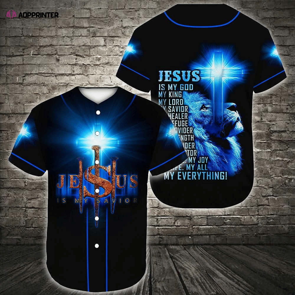 Colorful Jesus Is My Savior Baseball Jersey Adult Unisex S-5XL Full Size baseball jersey product view 1