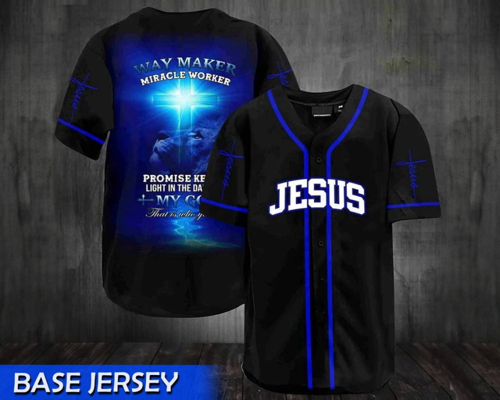 Colorful Jesus My God Baseball Jersey Adult Unisex S-5XL Full Size Way Maker QT206140Td - Aopprinter baseball jersey product view 2