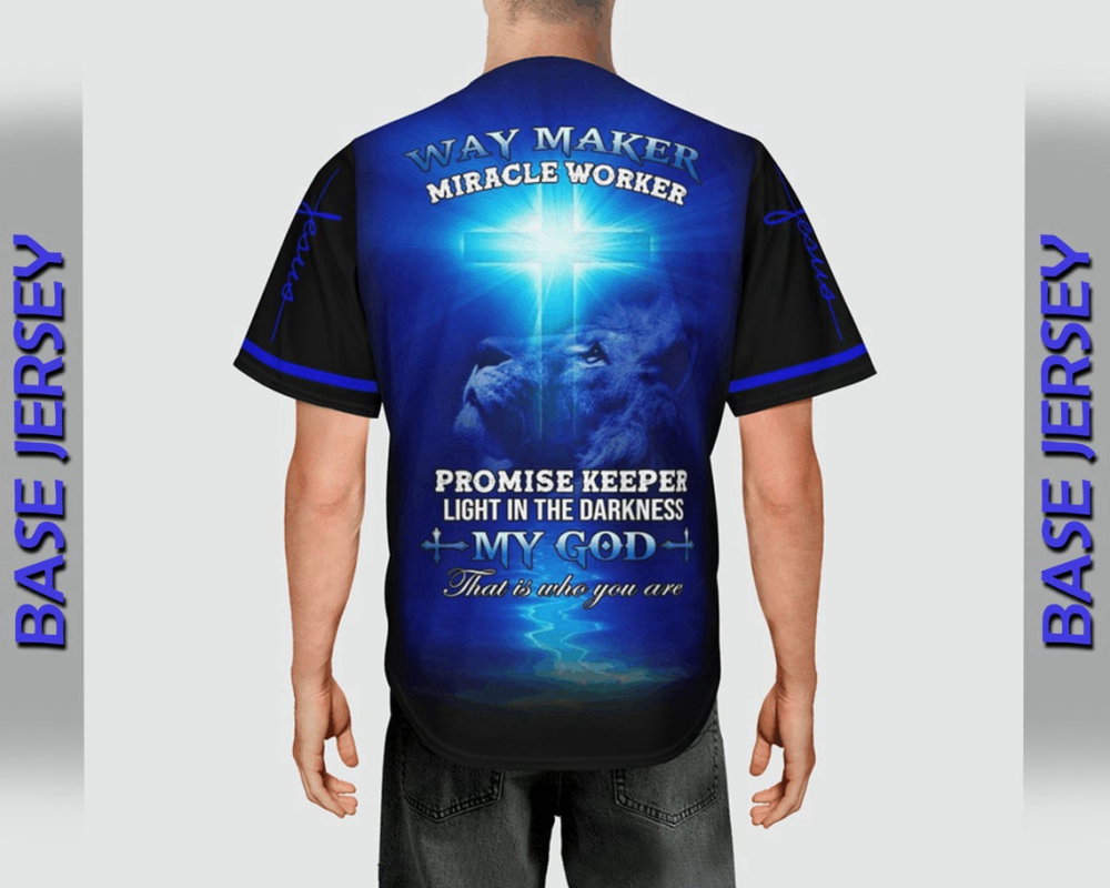 Colorful Jesus My God Baseball Jersey Adult Unisex S-5XL Full Size Way Maker QT206140Td - Aopprinter baseball jersey product view 4