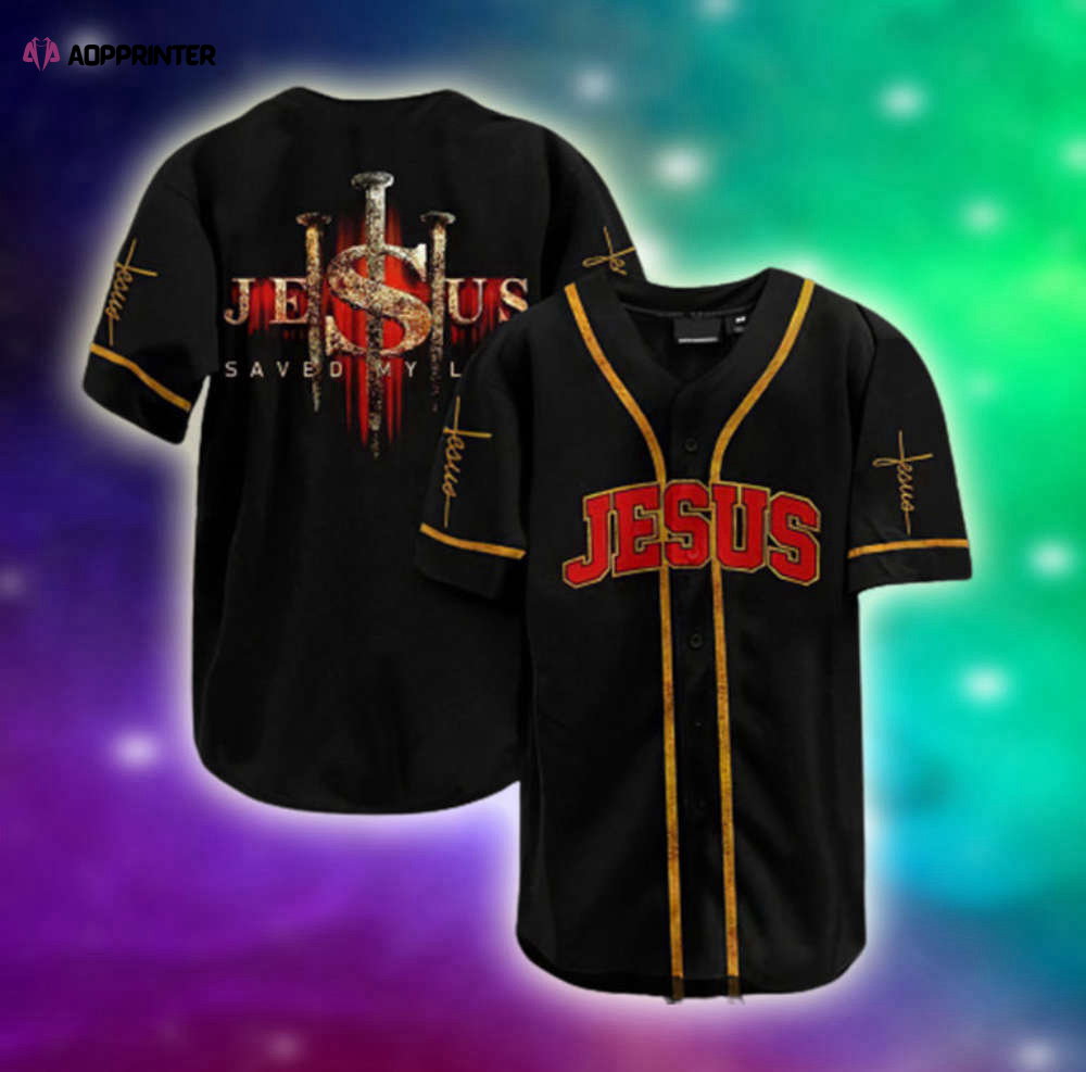 Colorful Jesus Saved My Life Cross Baseball Jersey Adult Unisex S-5XL - Aopprinter baseball jersey product view 1