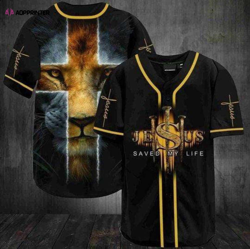 Colorful Lion Cross Jesus Saves Baseball Jersey Adult Unisex S-5XL Sizes baseball jersey product view 1