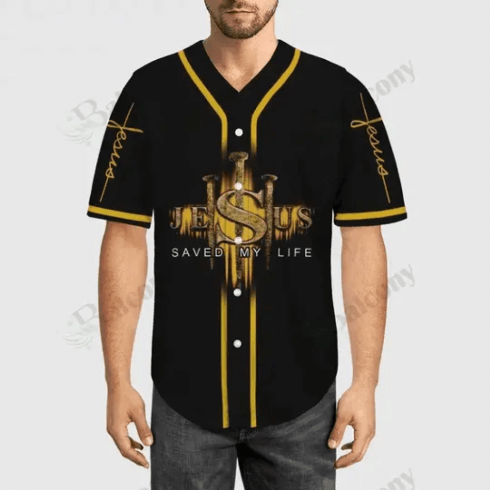 Colorful Lion Cross Jesus Saves Baseball Jersey Adult Unisex S-5XL Sizes - Aopprinter baseball jersey product view 2