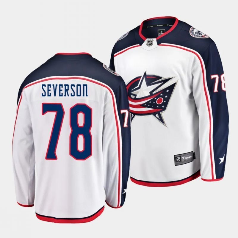 columbus blue jackets #78 damon severson away white breakaway player jersey Hockey Jersey hockey jersey product view 1